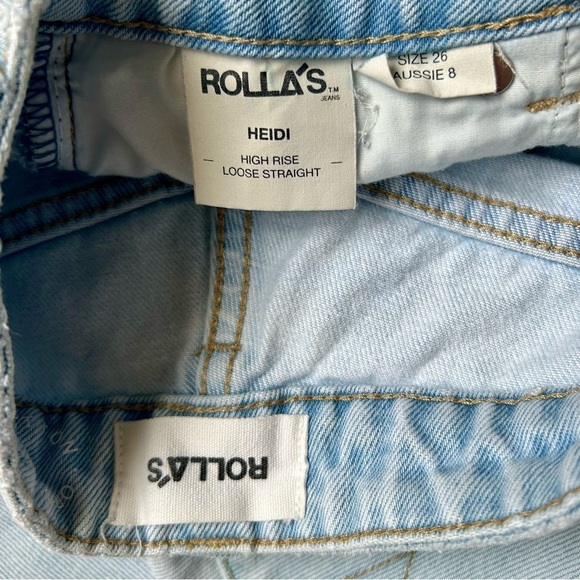 Rolla's Heidi High Rise Loose Straight Jeans Light G'Day Mate Wash Distressed 26 - Picture 11 of 14